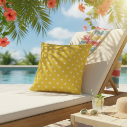 Gelbe Kissen im Freien | Niedliche Polka Dot Print