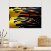 Gelbe klassische Autoflames Poster (Küche)