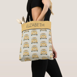 Gelbe klassische Vintage Buggy Bug Car Personalisi Tasche