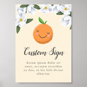 Gelbe Kleine Süsse Clementine Babyduschzeichen Poster