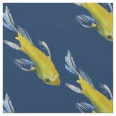 Gelbe Koi Fisch-Wasserfarbe Japanerkunst Stoff (Nahaufnahme)