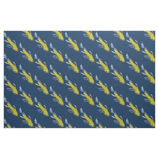 Gelbe Koi Fisch-Wasserfarbe Japanerkunst Stoff (Fat Quarter (45,7 x 55,9 cm))