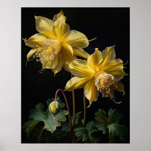 Gelbe Kolumne Blume Art Print Poster