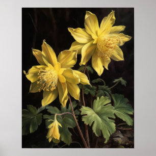 Gelbe Kolumne Blume Art Print Poster