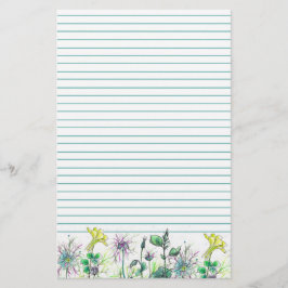 Gelbe Kolumne Wasserfarben-Wildblumen Briefpapier