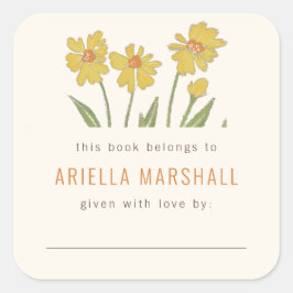 Gelbe Kone-Blume, kundenspezifische Buchungsplatte Quadratischer Aufkleber