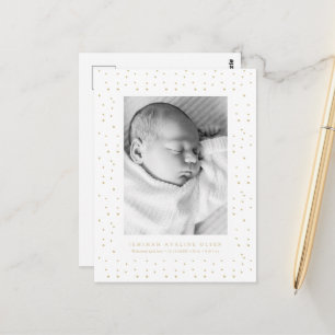 Gelbe Konfetti-Baby-Geburtsanzeige-Postkarte Postkarte