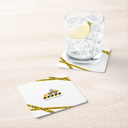 Gelbe Konstruktionsabstoßung LKW-Party-Zubehör Rechteckiger Pappuntersetzer (Vor Ort)