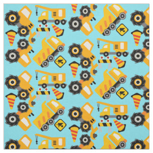 Gelbe Konstruktionsfahrzeuge Stoff