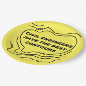 Gelbe Konturen für zivile Ingenieure Pappteller (Schrägansicht)