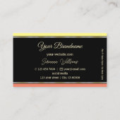 Gelbe Korallengrenzen auf Beruflichem Schwarz Stil Visitenkarte (Rückseite)