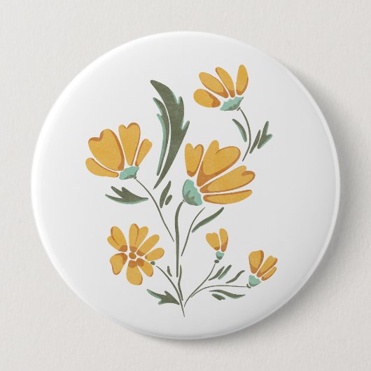 Gelbe Kosmos Blume Einfache Schönheit Button (Vorderseite)