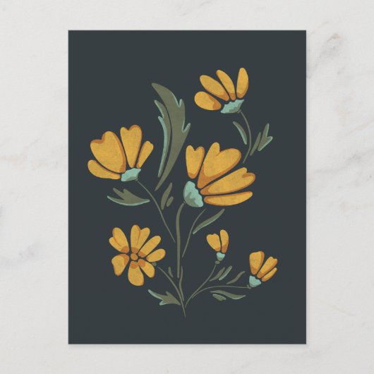 Gelbe Kosmos Blume Einfache Schönheit Feiertagspostkarte (Vorderseite)