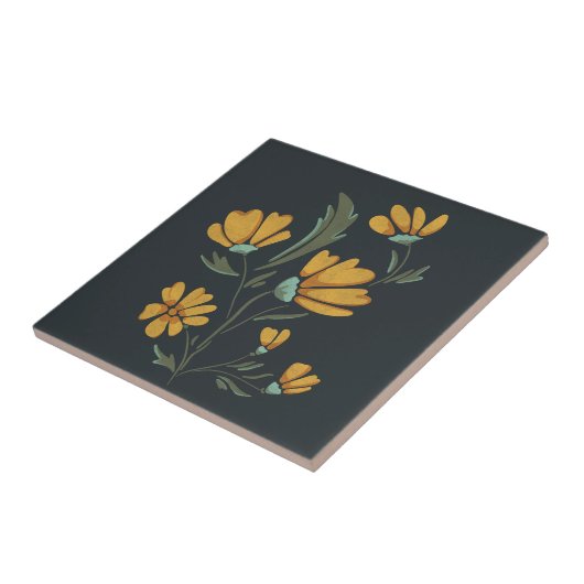 Gelbe Kosmos Blume Einfache Schönheit Fliese (Seite)