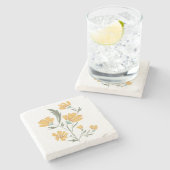 Gelbe Kosmos Blume Einfache Schönheit Steinuntersetzer (Seitenansicht)