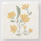 Gelbe Kosmos Blume Einfache Schönheit Steinuntersetzer (Vorderseite)