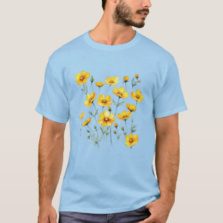 Gelbe Kosmos-Blume geschrieben von Watercolor T-Shirt