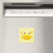 Gelbe Krabbe auf dem Gelben Gingham Karo Magnet (In Situ (Geschirrspüler))