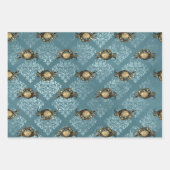 Gelbe Krabben und blaue Damaskus Geschenkpapier Set (Vorderseite 2)