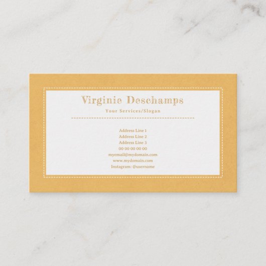 Gelbe Kraft und rustikale Minimalistische Visitenk Visitenkarte (Vorderseite)