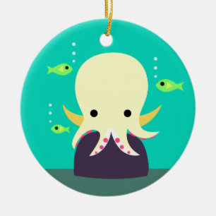 Gelbe Kraken-Verzierung Keramik Ornament