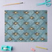 Gelbe Krebse und blaue Damaskus-Dekoupage Seidenpapier (Basteln)