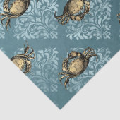 Gelbe Krebse und blaue Damaskus-Dekoupage Seidenpapier (Detail)