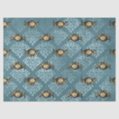 Gelbe Krebse und blaue Damaskus-Dekoupage Seidenpapier (Vorderseite)