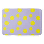 Gelbe Kreise auf lila Muster Badematte (Vorderseite)