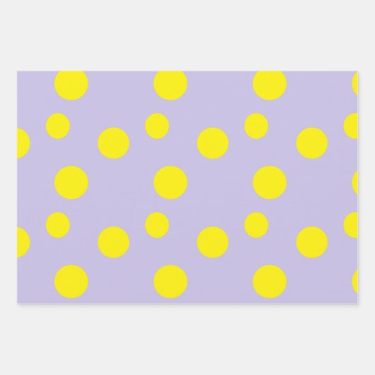 Gelbe Kreise auf lila Muster Geschenkpapier Set (Vorderseite)