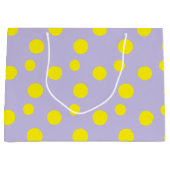 Gelbe Kreise auf lila Muster Große Geschenktüte (Vorderseite)