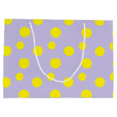 Gelbe Kreise auf lila Muster Große Geschenktüte (Rückseite)