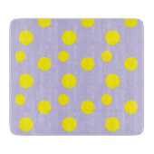 Gelbe Kreise auf lila Muster Schneidebrett (Vorderseite)