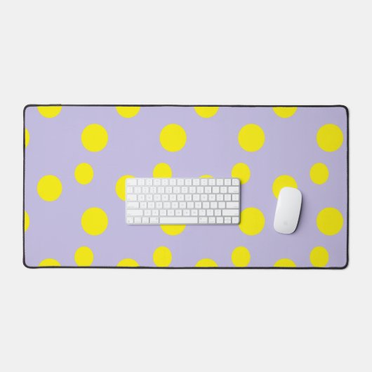 Gelbe Kreise auf lila Muster Schreibtischunterlage (Tastatur & Maus)