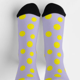 Gelbe Kreise auf lila Muster Socken