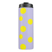 Gelbe Kreise auf lila Muster Thermosbecher (Vorderseite)
