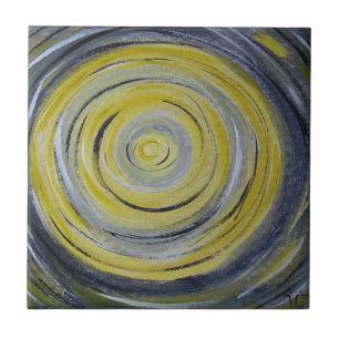 gelbe Kreise des grauen Weiß Fliese