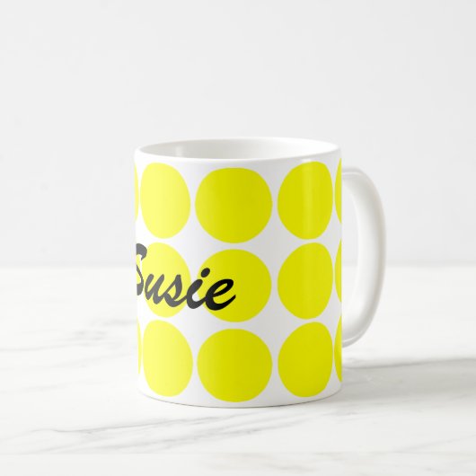 Gelbe Kreise Kaffeetasse (VorderseiteRechts)