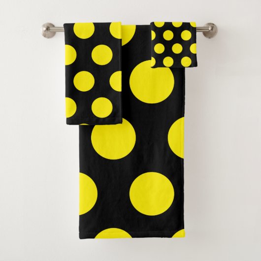 Gelbe Kreise mit schwarzem Hintergrund Badhandtuch Set (Insitu)