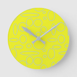 Gelbe Kreise und Schleifen Runde Wanduhr