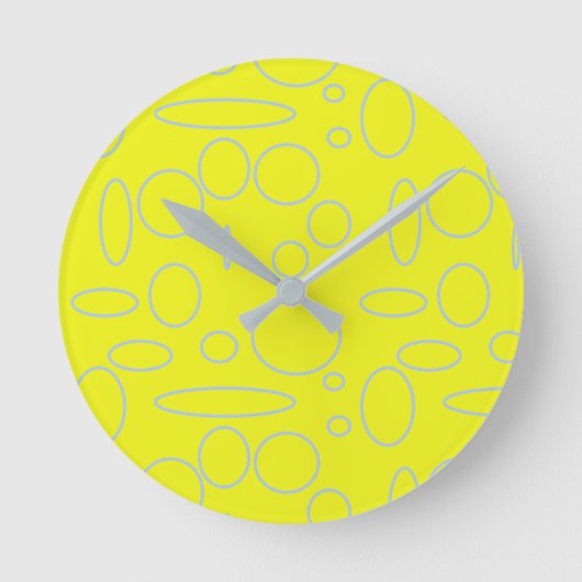 Gelbe Kreise und Schleifen Runde Wanduhr (Vorderseite)