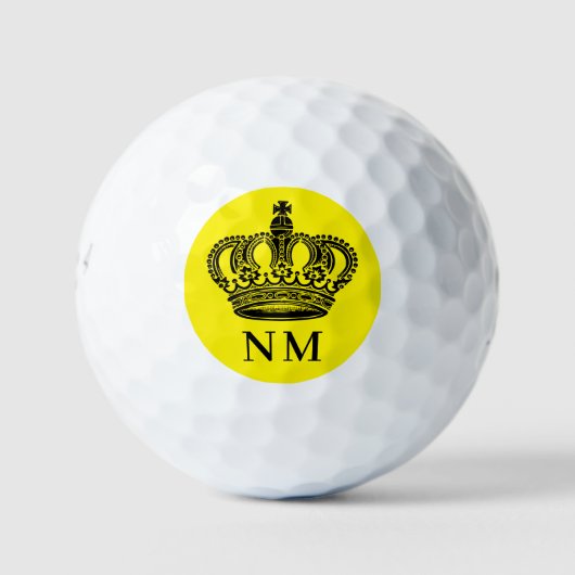 Gelbe Krone, schwarze Monogramm Golfball (Vorderseite)