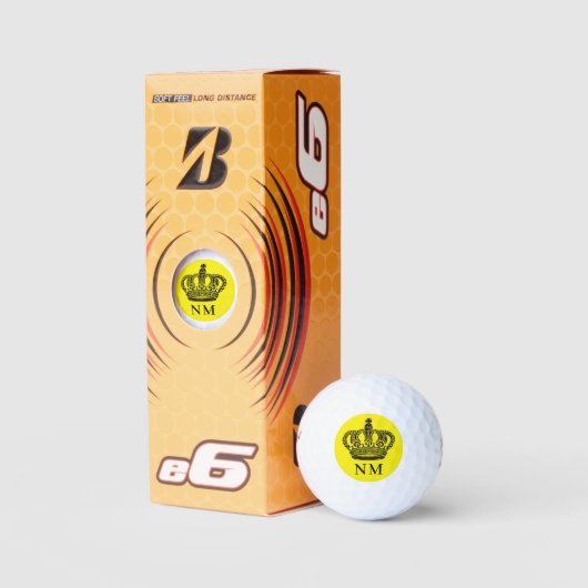 Gelbe Krone, schwarze Monogramm Golfball (Verpackungen)