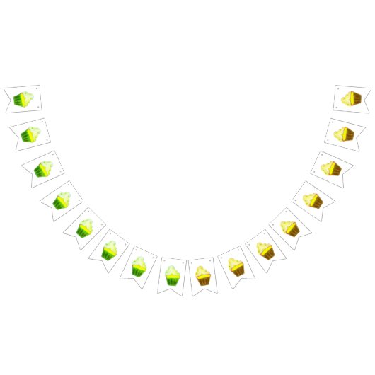 Gelbe Kuchenkalligrafie Moderne Glücksgeburt b Wimpelkette (Alle)