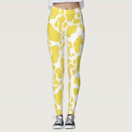Gelbe Kuh-Spots Tierdruckmuster Leggings