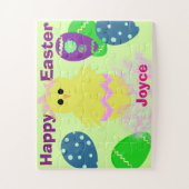 Gelbe Küken Ostereier Personalisierter NAME Puzzle (Vertikal)