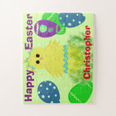 Gelbe Küken Ostereier Personalisierter NAME Puzzle (Vertikal)