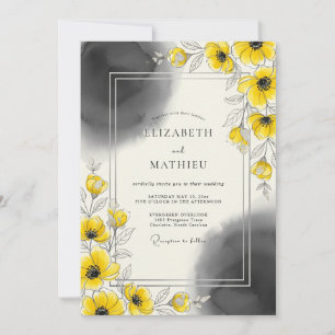 Gelbe künstlerische moderne Hochzeit Einladung