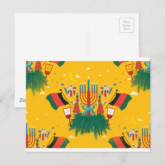 Gelbe Kwanzaa Postkarte (Vorne/Hinten)