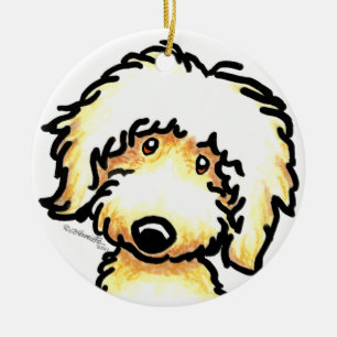 Gelbe Labradoodle Kunst personalisiert Keramikornament